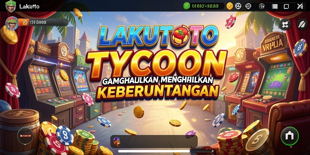 Screenshot gameplay LAKUTOTO menampilkan aksi pengelolaan bisnis yang dinamis.