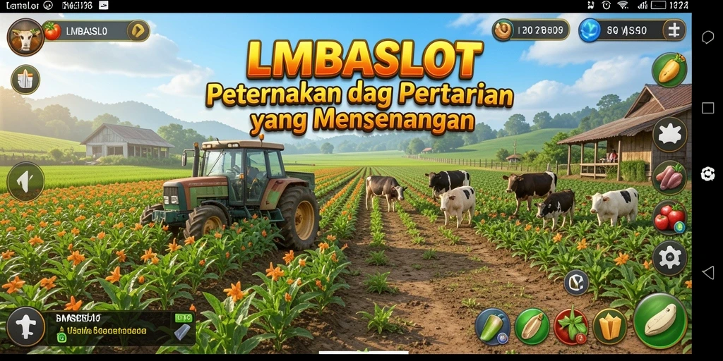 Screenshot utama LMBASLOT menampilkan gameplay bertani yang seru.